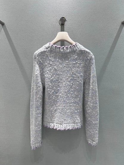 Peter Pan collar wool knit cardigan