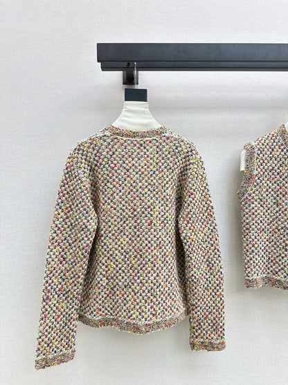 Flower yarn cashmere cardigan