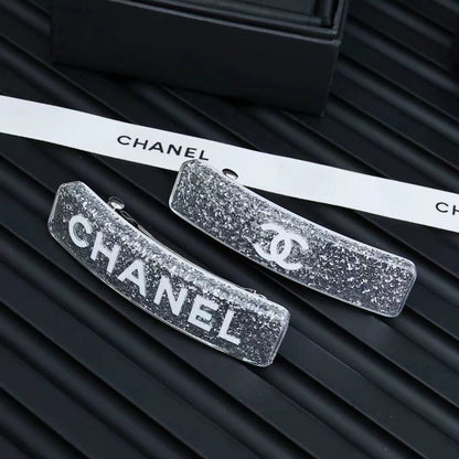 Double C silver glitter hair clip