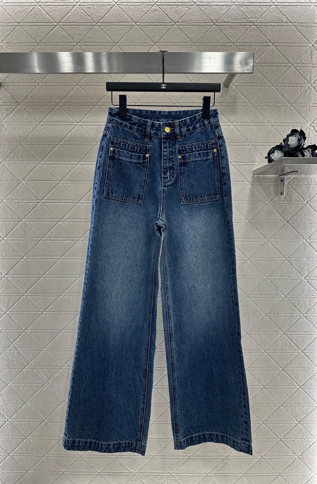 25fw Wide leg denim straight leg pants