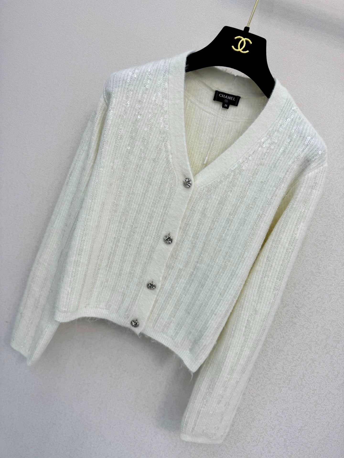 White knitted cardigan