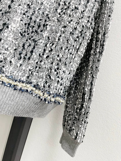 25fw Sequined knitted sweater