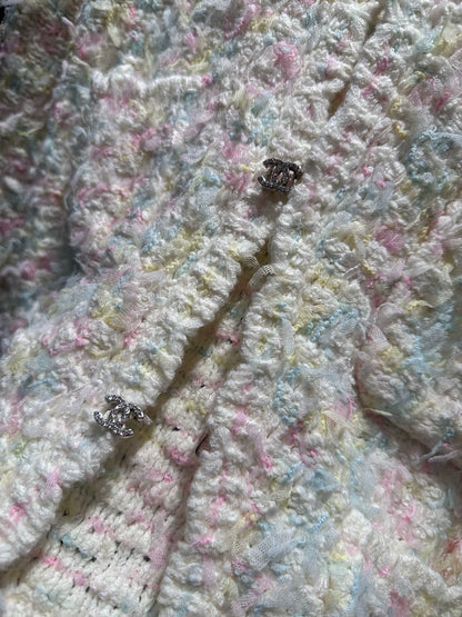 Rainbow fringe woven cardigan