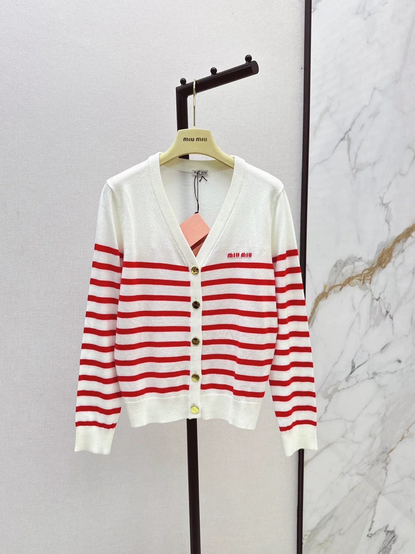 25fw Striped knitted cardigan