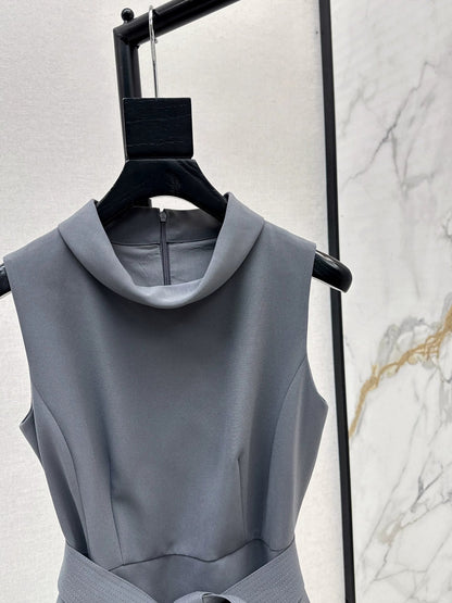 25fw Stand up collar belt dress