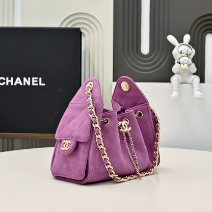 25C suede hippie bag (rose pink）