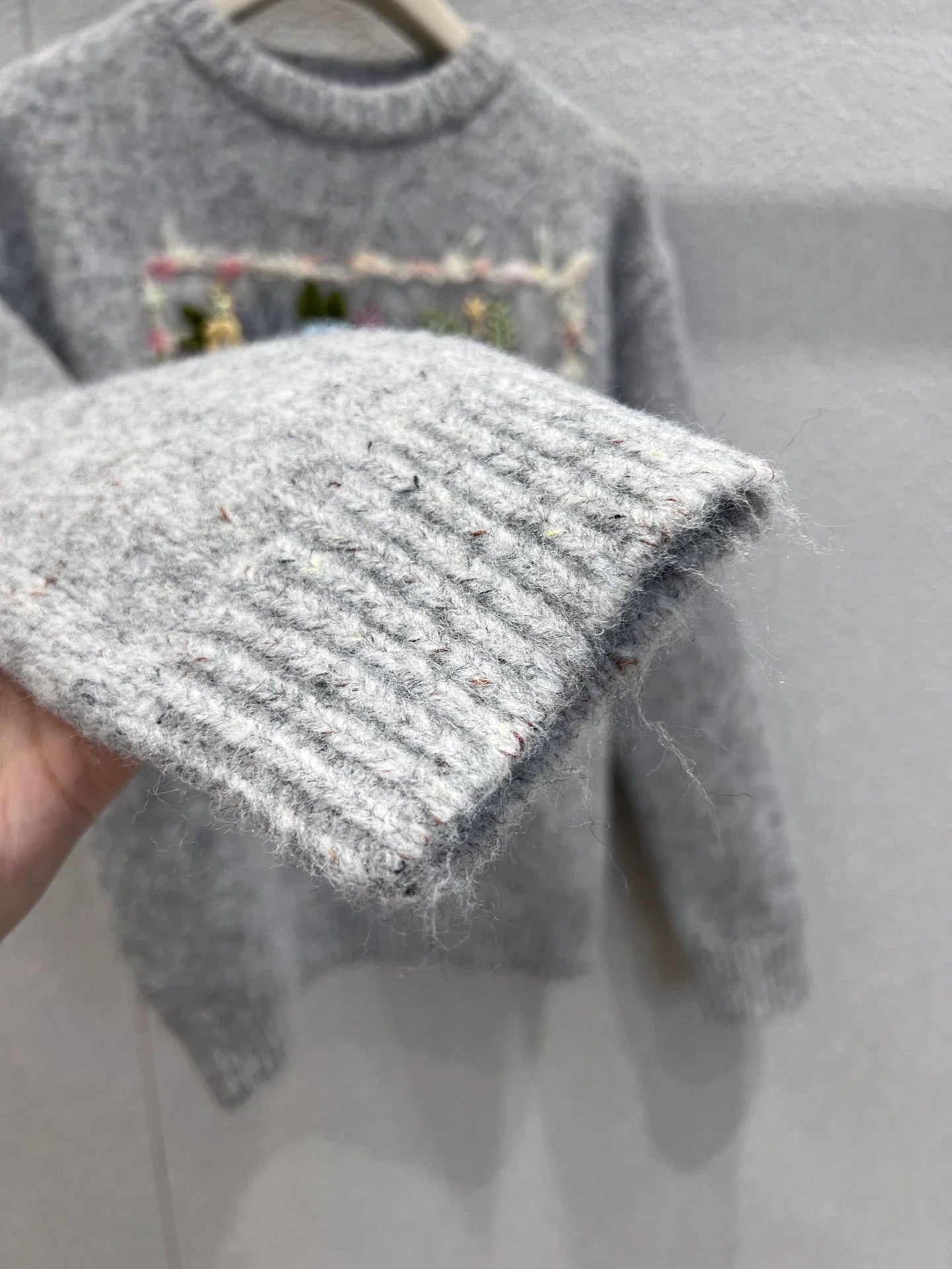 Indian silk patterned wool knit sweater