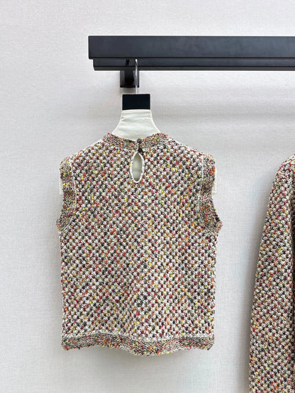 Flower yarn cashmere vest