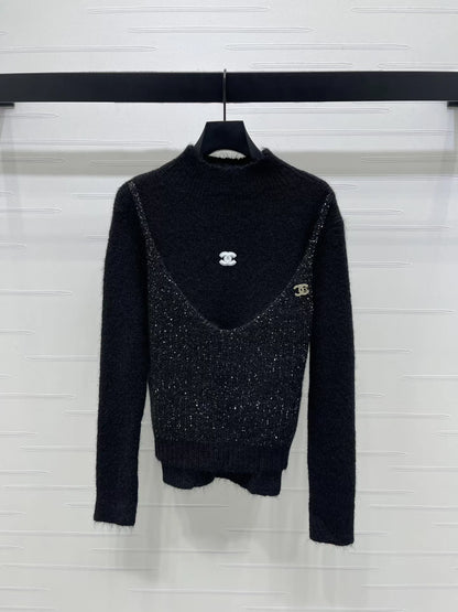 Fake two knitted long sleeved sweaters