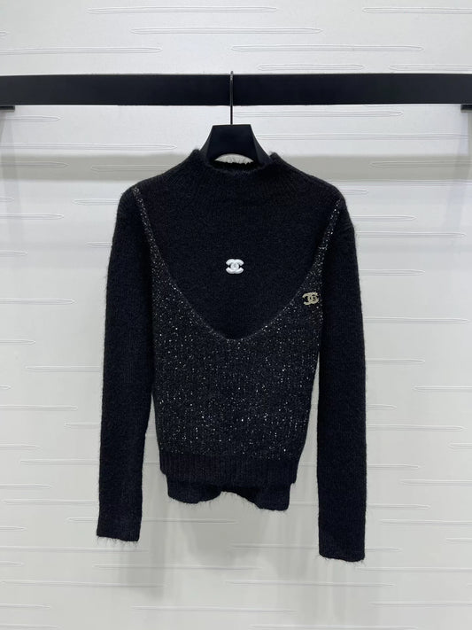 Fake two knitted long sleeved sweaters