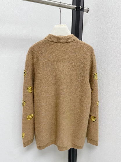 25fw Heavy Industry Bead Heart shaped V-neck Cardigan