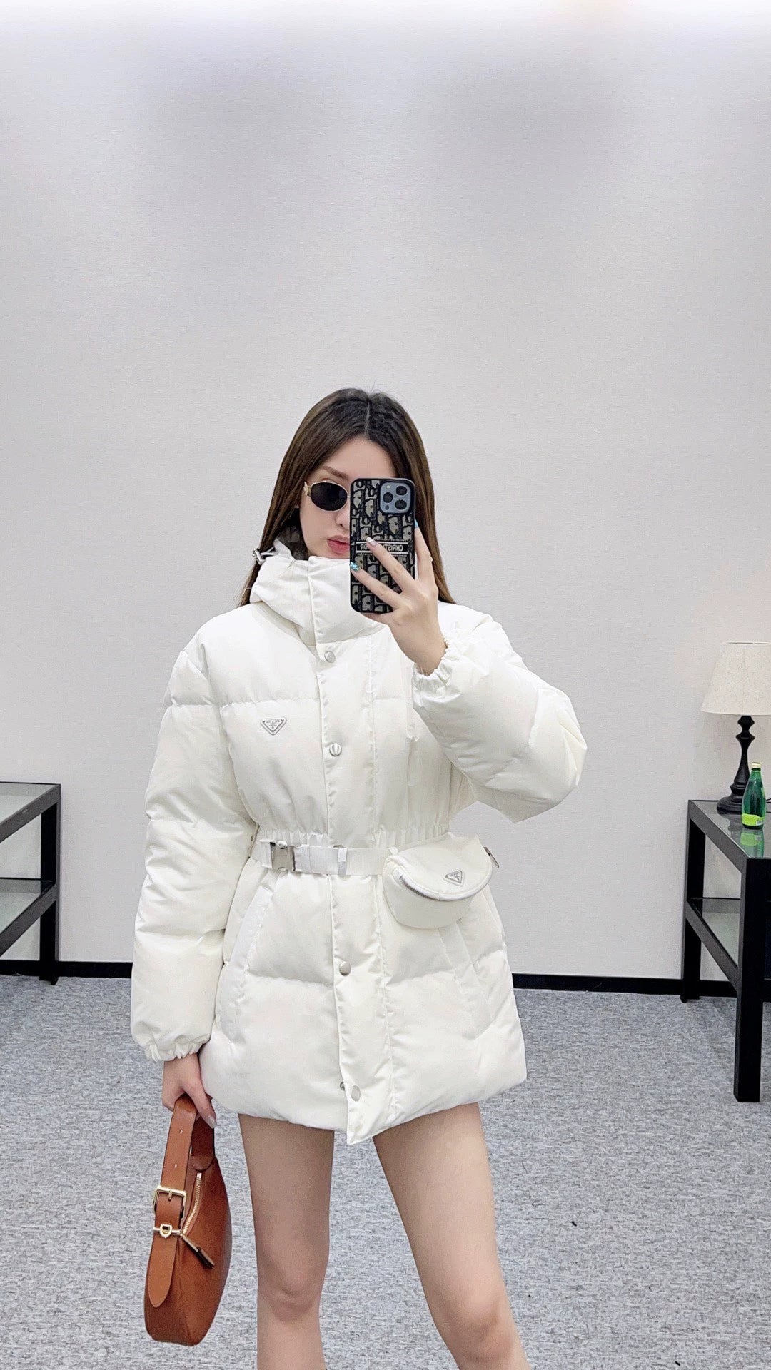 25fw Hooded waist bag, waist cinching down jacket