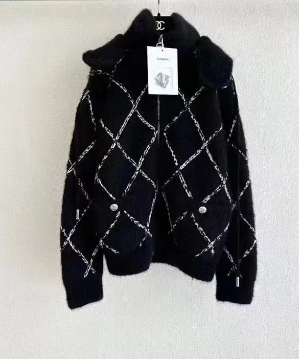Lingge hooded cardigan