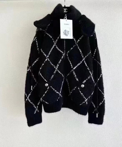 Lingge hooded cardigan