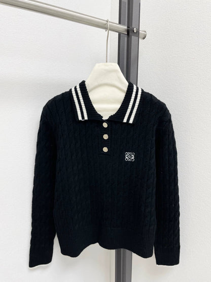 25fw Flower knitted polo shirt