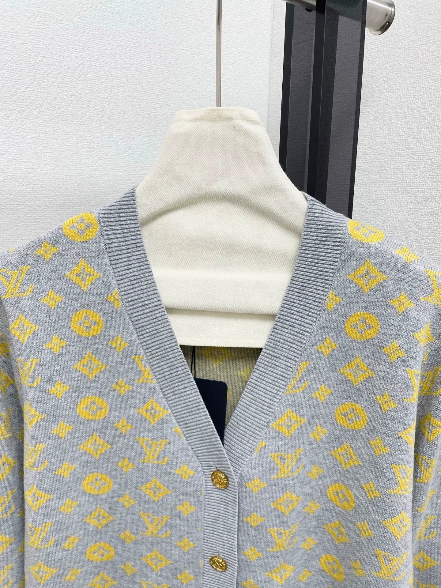 25fw Color blocked floral jacquard V-neck cardigan