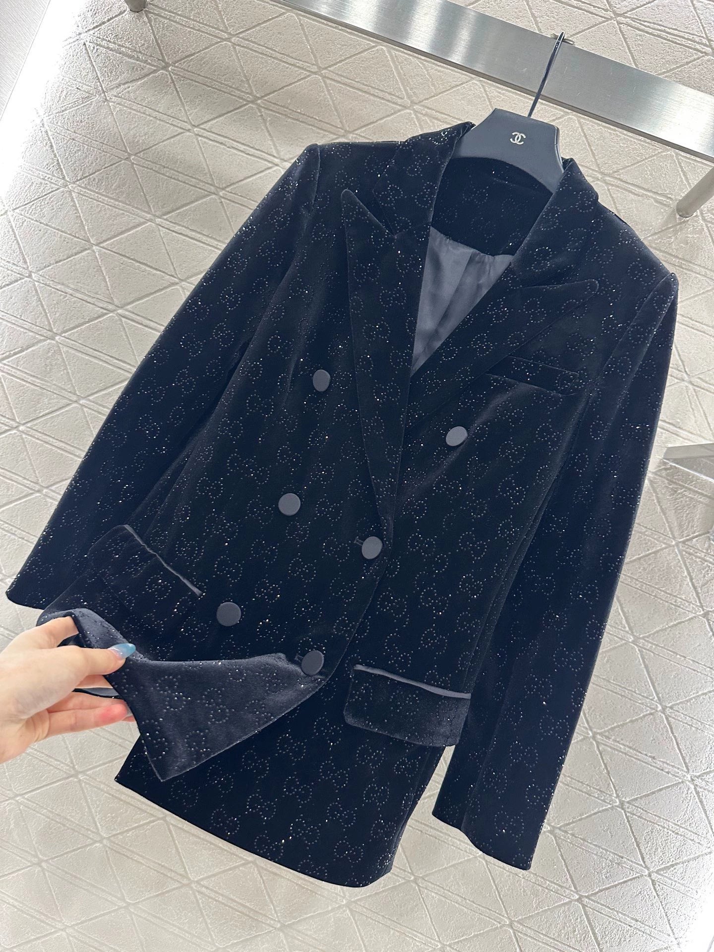 Velvet rhinestone suit jacket