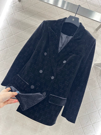 Velvet rhinestone suit jacket