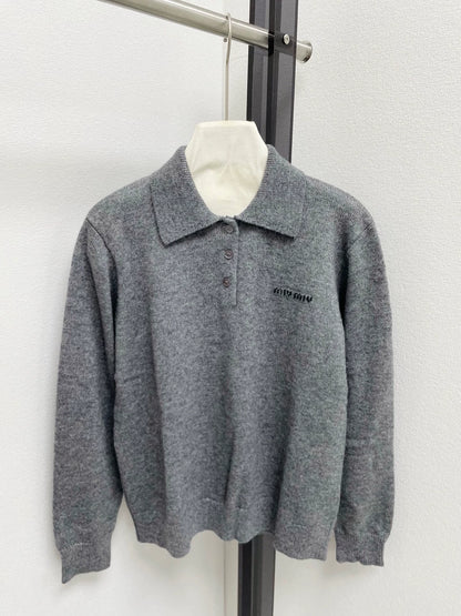 25fw Alphabet jacquard lapel half cardigan