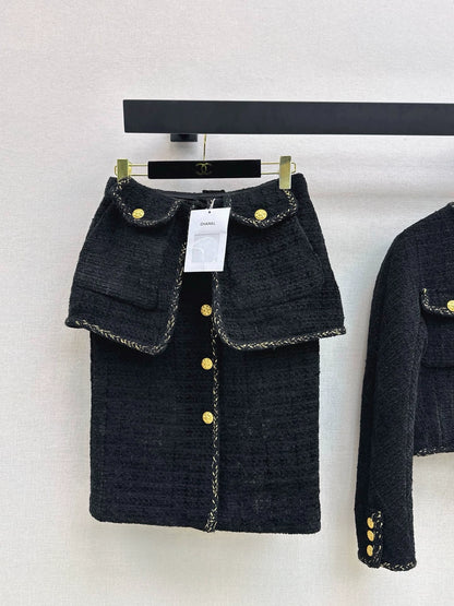 Knitted jacket+fake two-piece design with hip hugging skirt