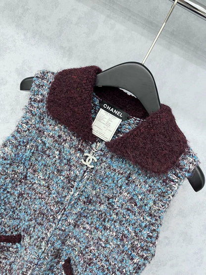 Color blocked lapel vest jacket