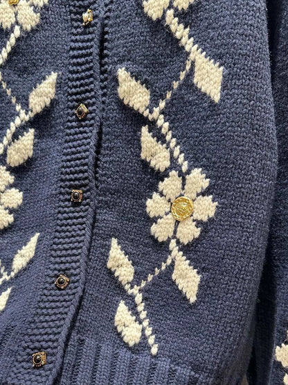 25fw Vintage flower knitted cardigan (vintage series)