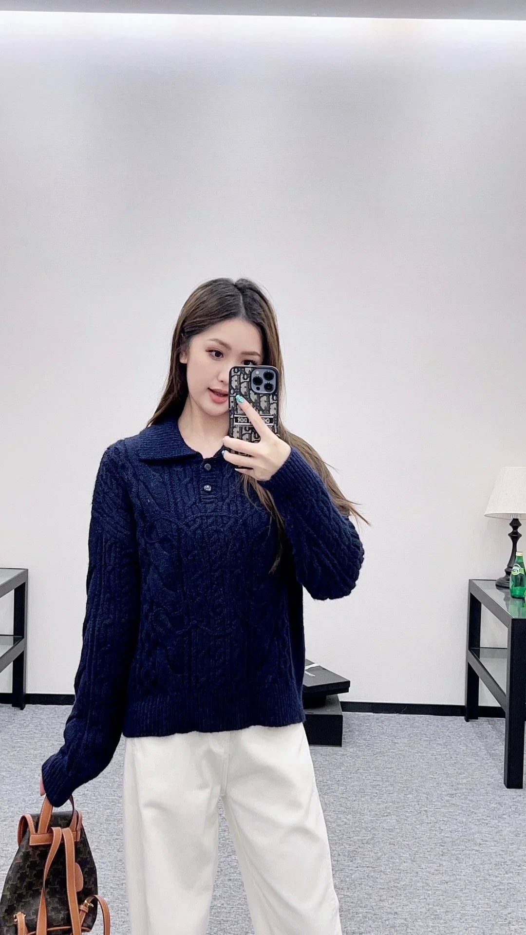 Ce 25 Crochet lapel knitted top