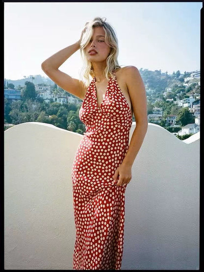 25fw Red polka dot dress