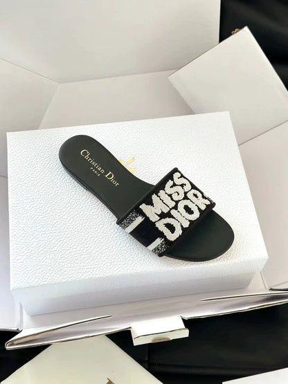 Embroidered letter slippers