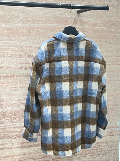 25fw Splicing plaid woolen cotton coat jacket (vintage series)