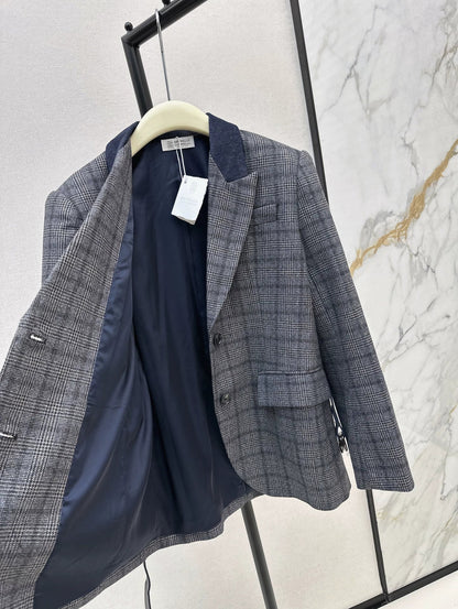 25fw Blue plaid blazer