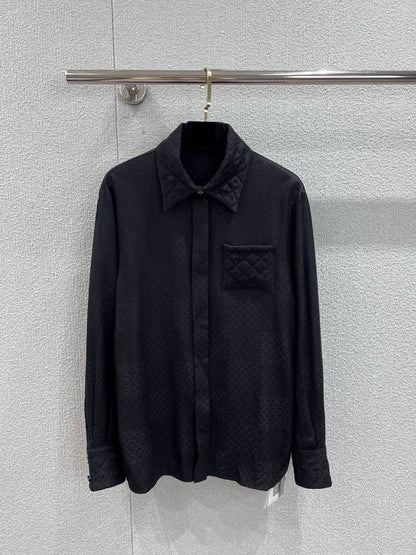 Jacquard dark patterned diamond pocket shirt