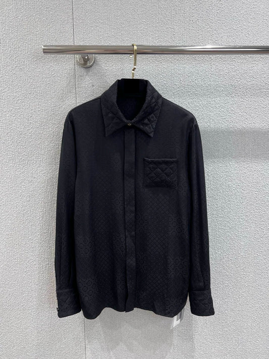 Jacquard dark patterned diamond pocket shirt
