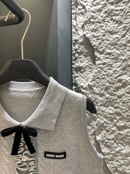 25 Summer new bow three-dimensional knitted vest