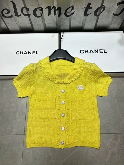 25 Summer new style lapel age-reducing knitted short sleeves