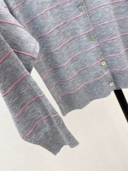 25fw Striped knitted cardigan