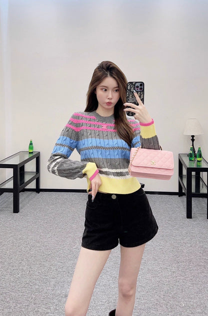 25 Colorful Striped Crochet Pullover Sweater