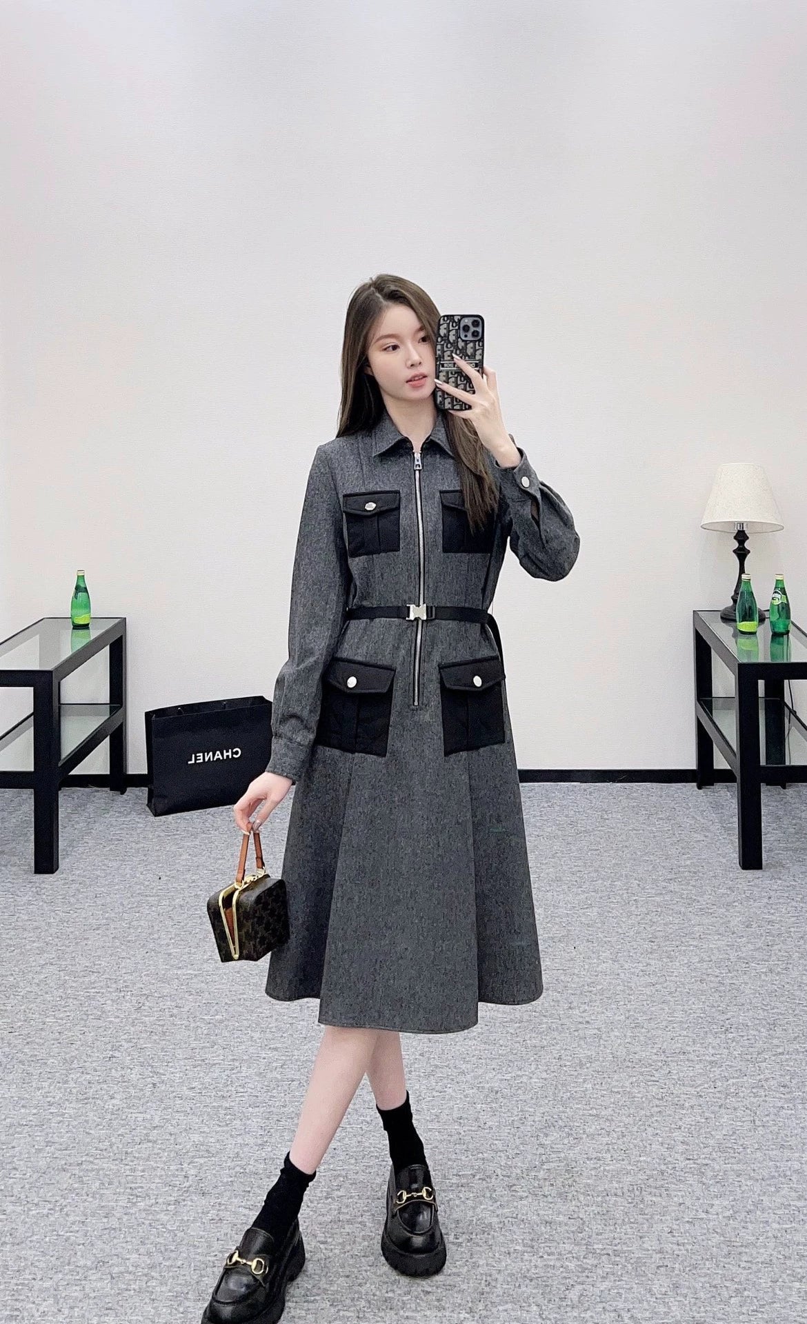 25fw Belt contrasting dress