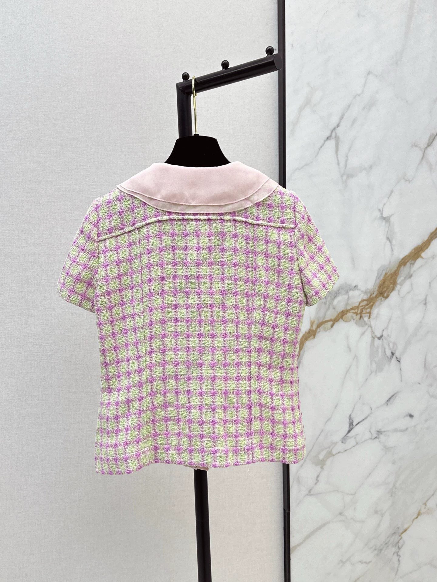 25fw Pink short sleeves with doll collar