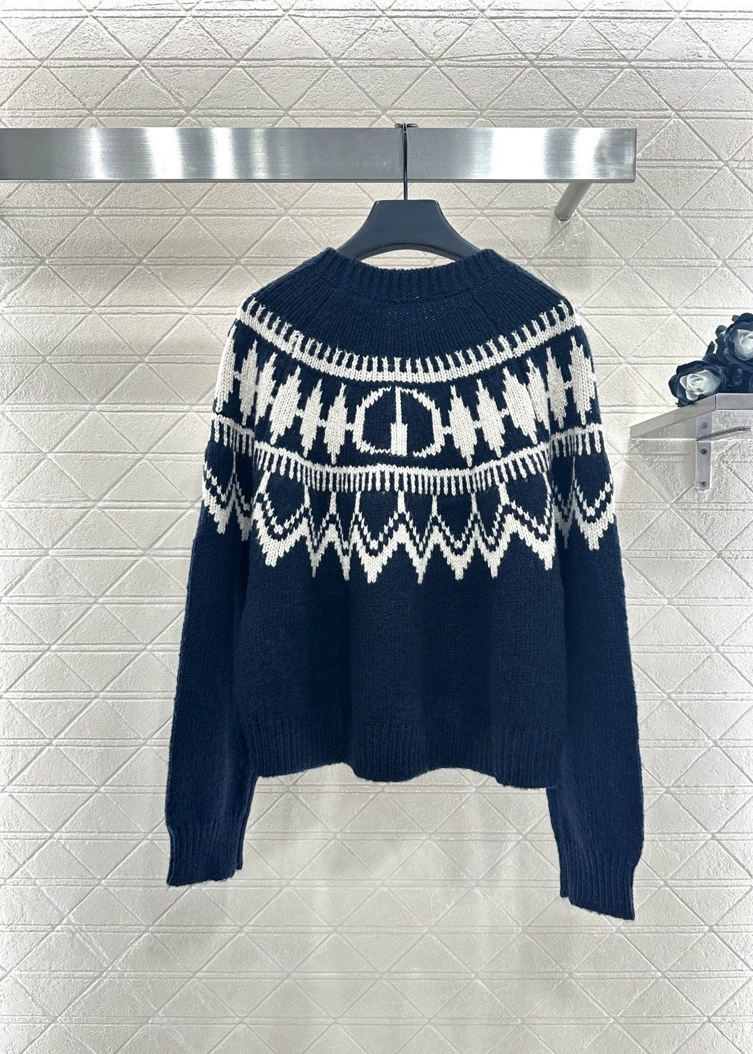 Heavy-Duty Hooked Crochet Crewneck Sweater