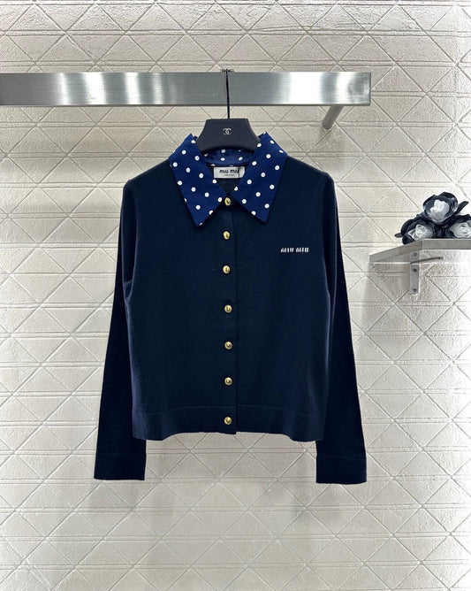 25fw Polka dot knitted cardigan