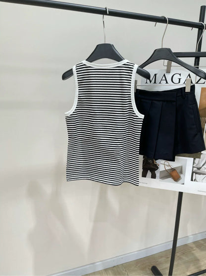 25SS new black and white striped vest for spring and summer
