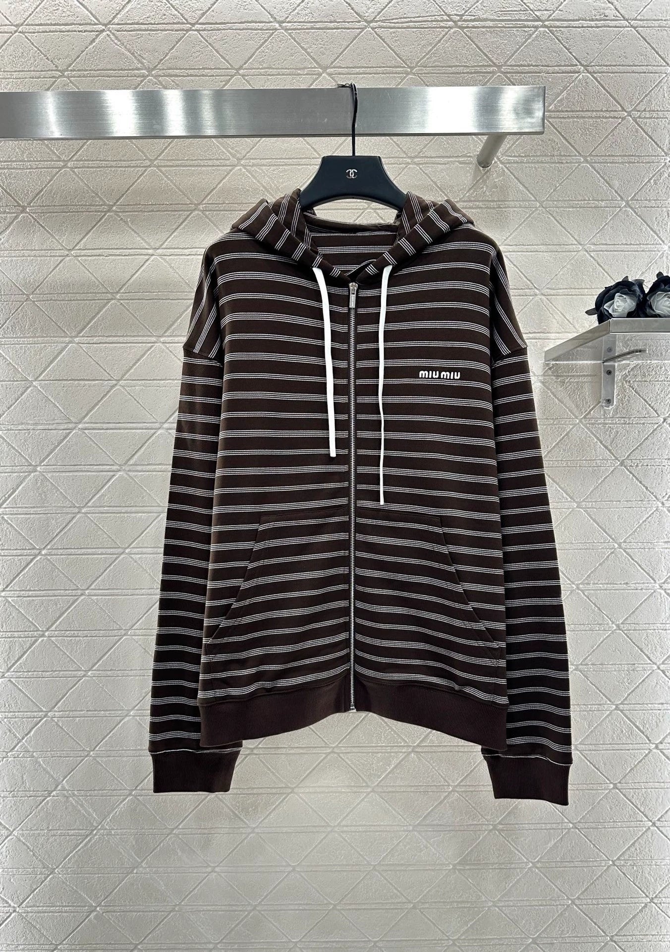 25fw Hooded zip-up striped jacket(BROWN/BLUE)