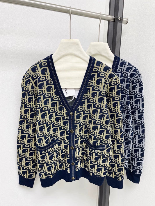 25fw Full printed logo knitted cardigan
