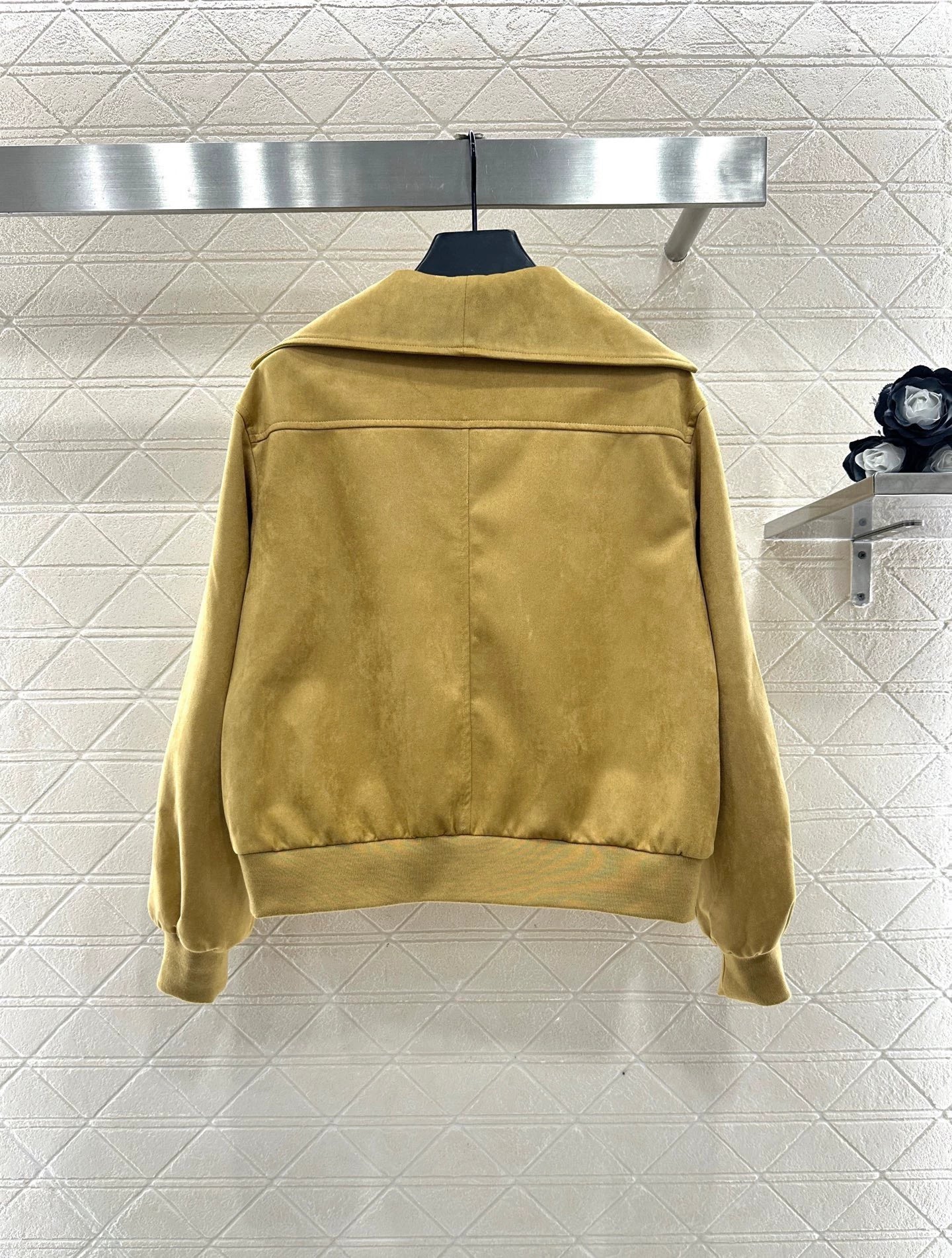 Flip collar suede jacket jacket