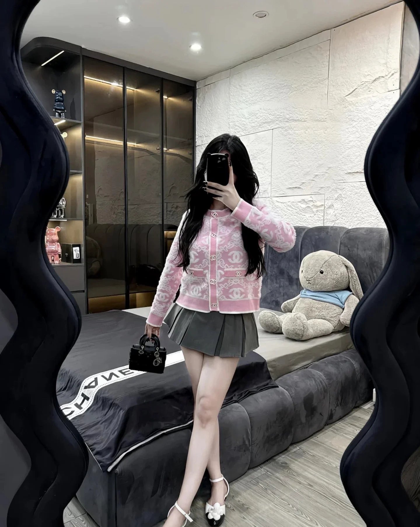 25fw Double C logo embroidered cardigan