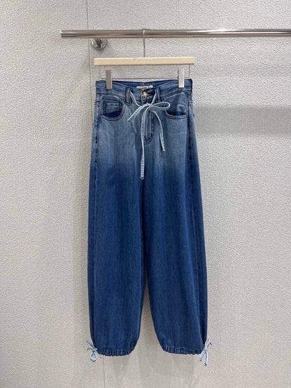 25fw Washed gradient lace up jeans