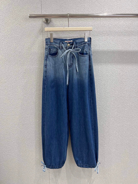 25fw Washed gradient lace up jeans