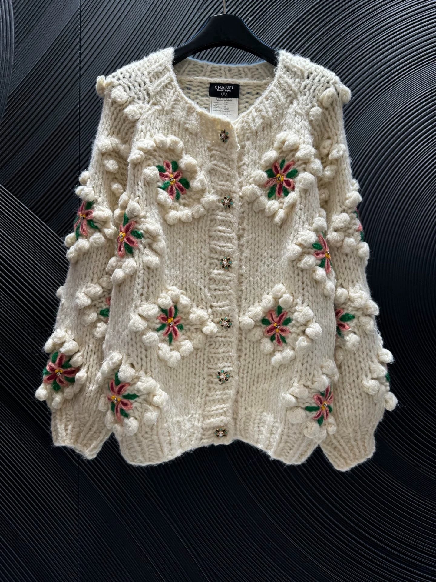 3D floral cardigan