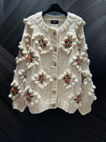 3D floral cardigan